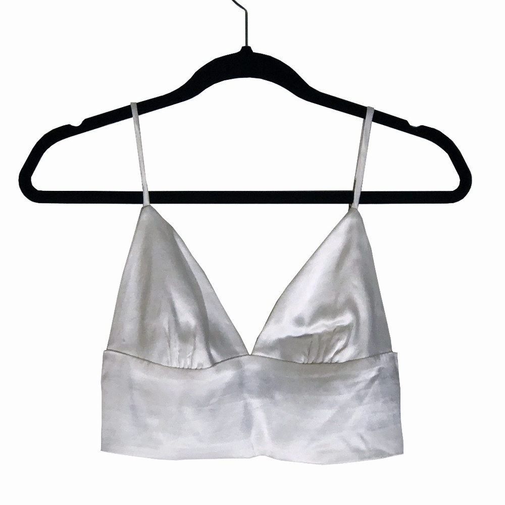 Zara White Satin Bralette / Crop Top